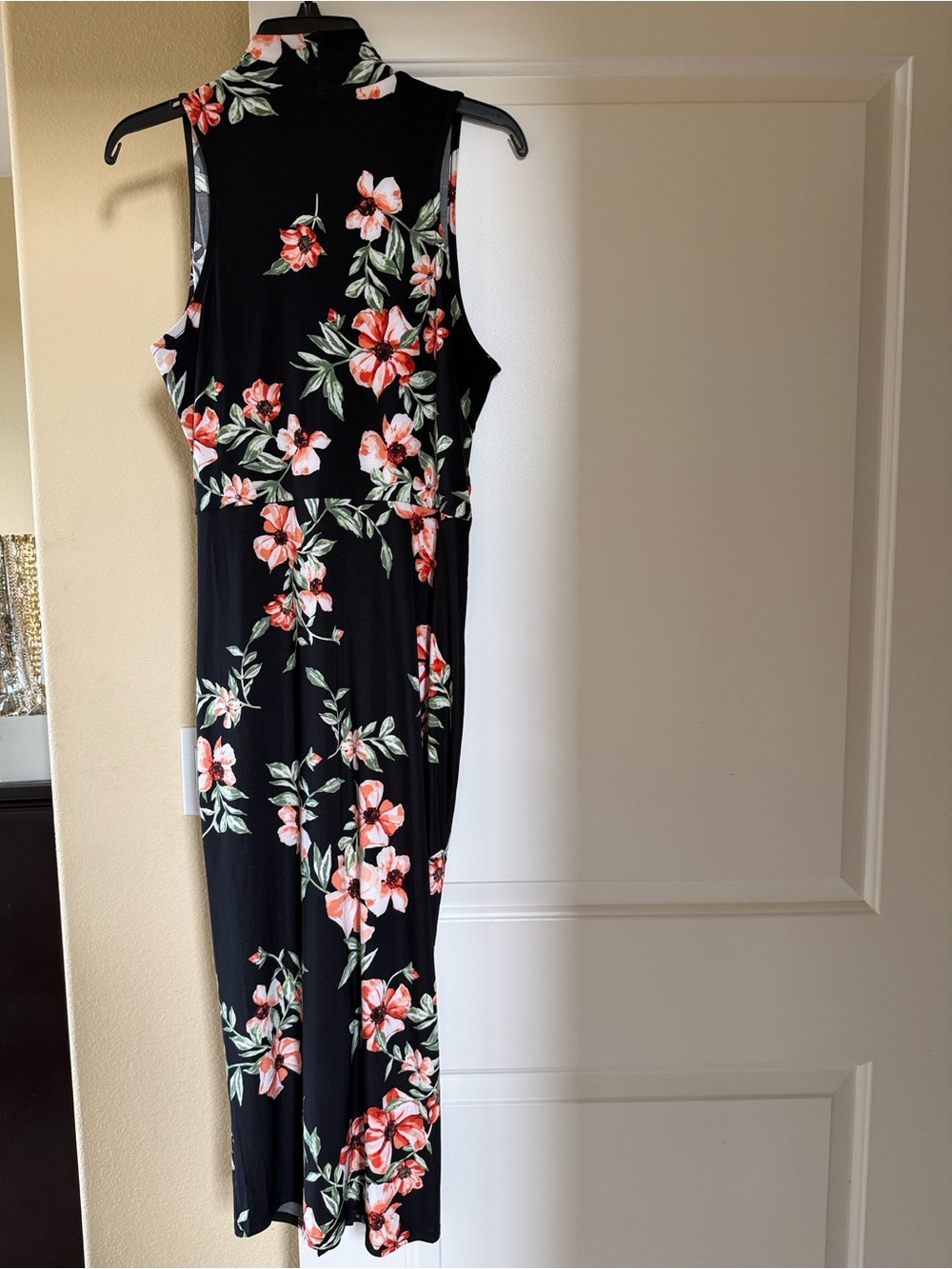 RACHEL Rachel Roy Black Floral Dress with Peach &Green Accents wrap front& skirt - Picture 2 of 7
